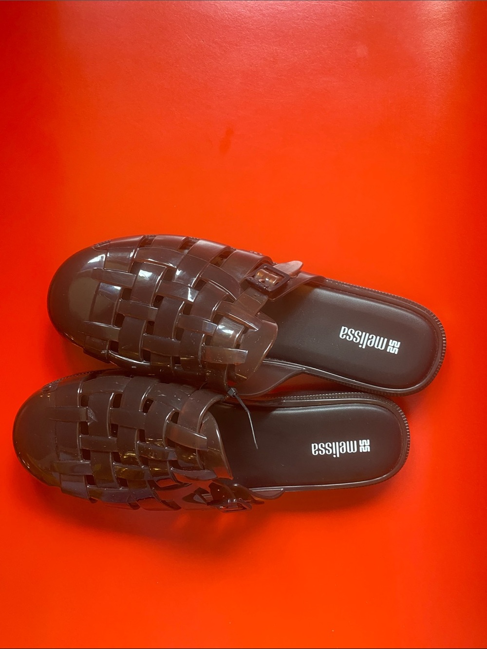 Melissa Brown Woven Jelly Slide Mules
